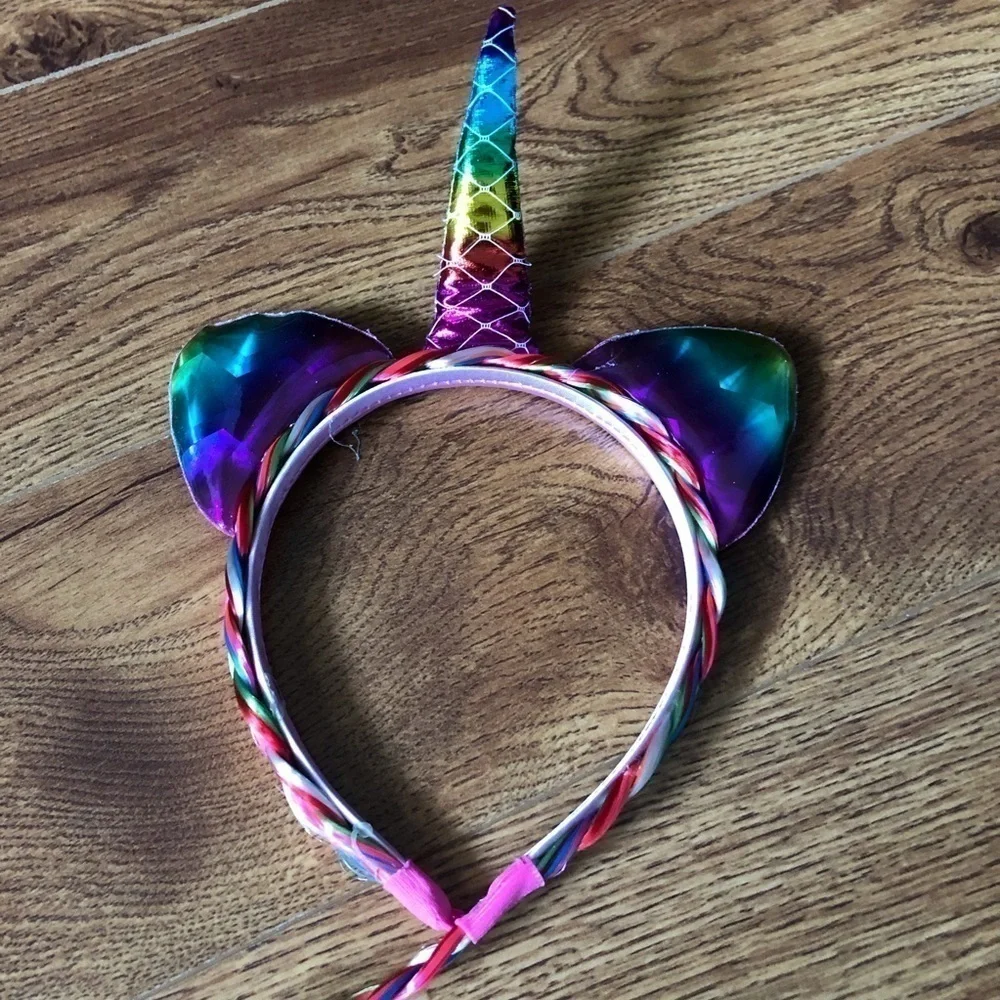 Rainbow unicorn braided headband